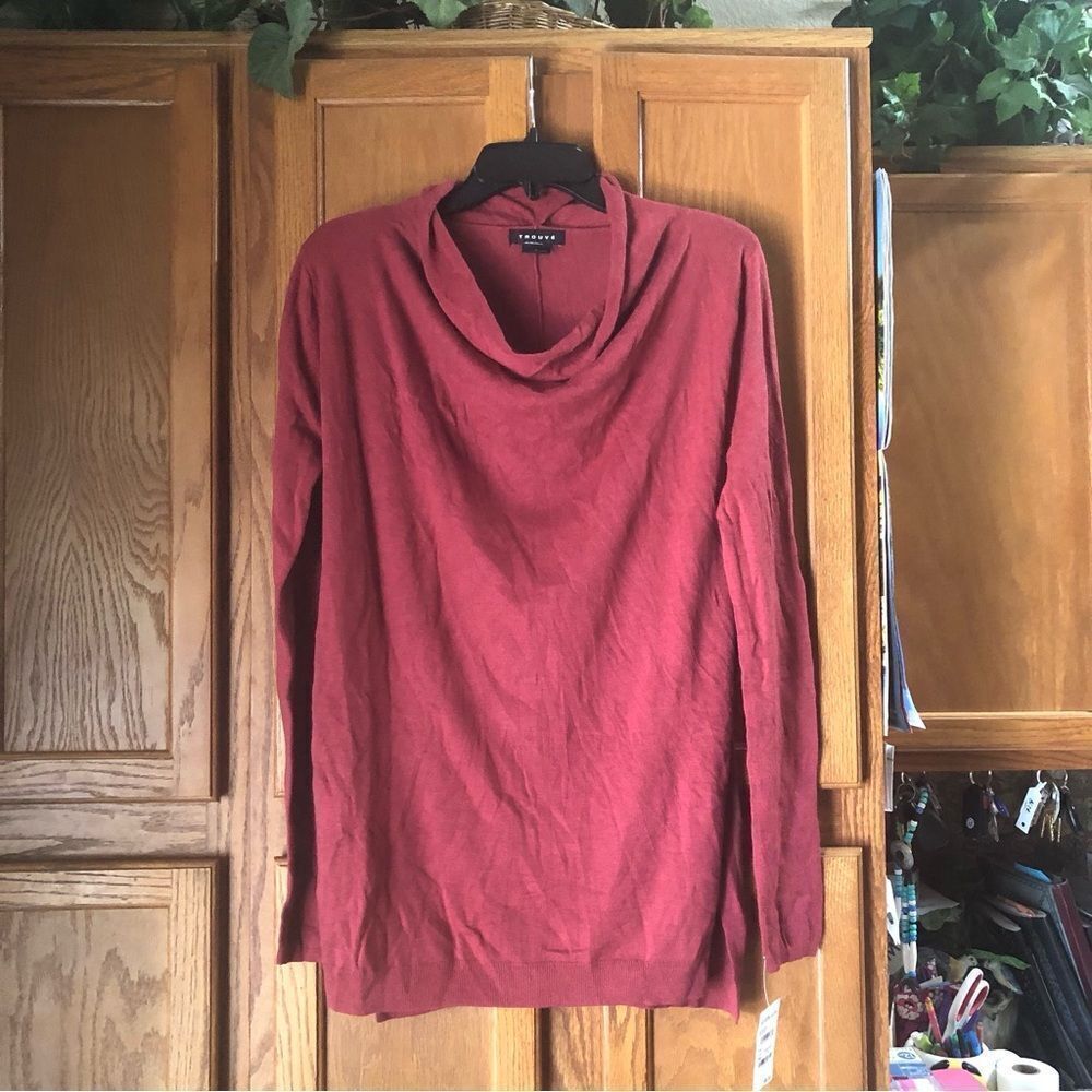 NWT Nordstrom Trouvé Angora Blend Cowl Neck Sweater Red Spice - L